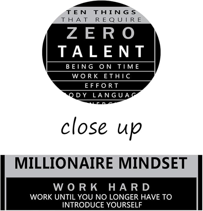 Inspirational Millionaire Mindset Poster Motivational Wall Art Canvas Prints Artwork for Living Room Modern Home Decor Painting Ten Things That Require Zero Talent Pictures Office Framed[48" W X 24"