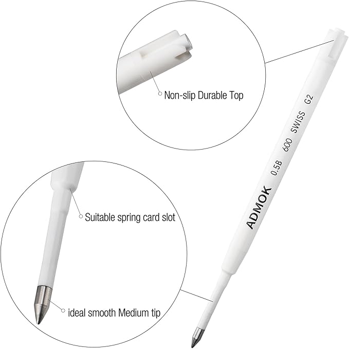ADMOK 0.5mm Replaceable Standard Pen Gel Refills for BEILUNER Luxury Pens (10pcs)，Smooth and Clean Writing, Compatible with BEILUNER Pen Refill,Pack of 10 (Black Ink)
