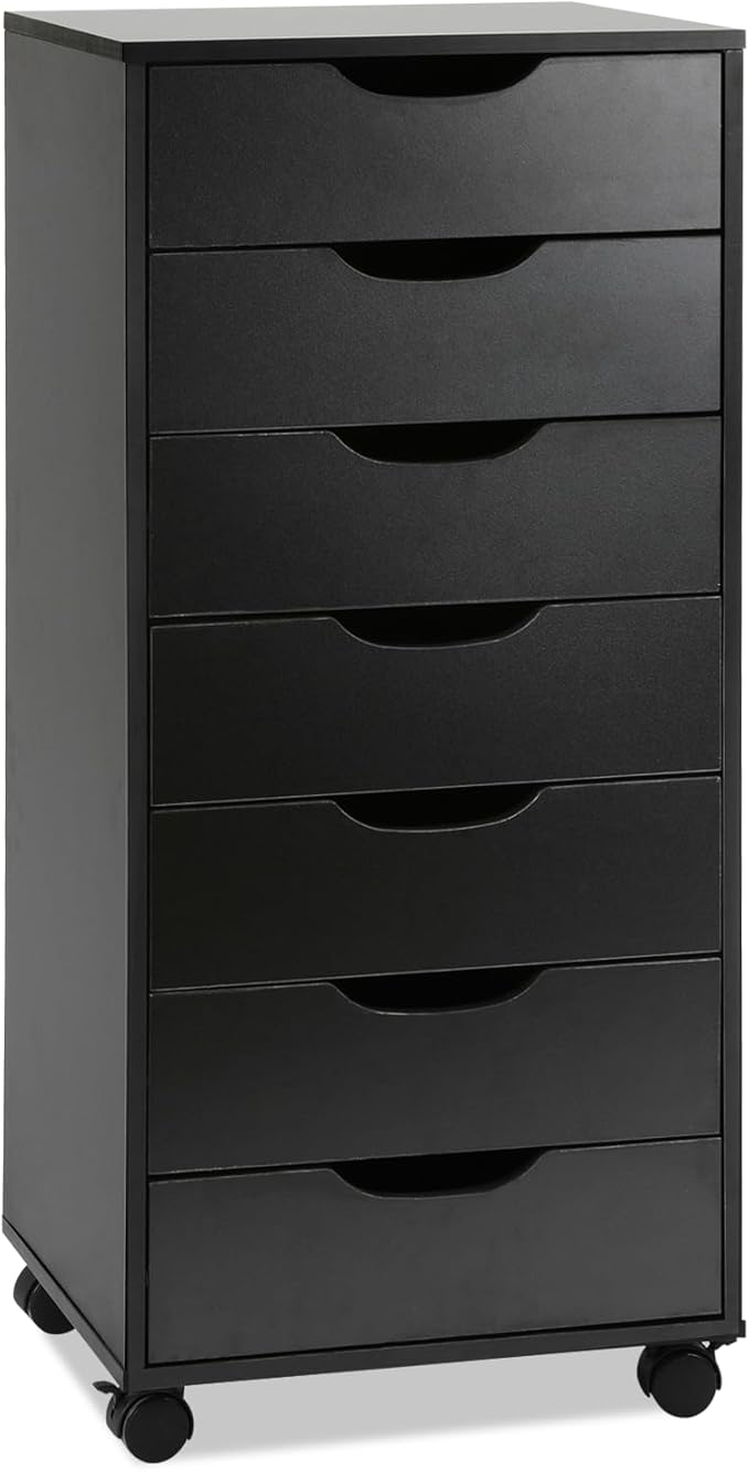 TUSY Vertical File cabinets with Caster Wheels for Home Office, Black