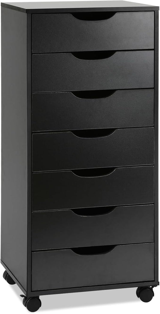 TUSY Vertical File cabinets with Caster Wheels for Home Office, Black