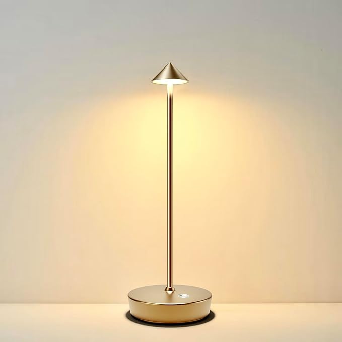 Rechargeable Cordless Table Lamp, 6000mAh LED Battery Operated Desk Lamp Touch 3 Color Stepless Dimming Portable Outdoor Waterproof Table Light for Patio/Restaurant/Dining/Home(Bronze)