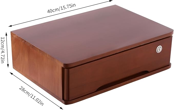 Wooden Desktop Storage Box with Lockable Drawers Office Supplies Drawer Organizer Receipt File Organizer Flat File Cabinet for Office Study Desk Front Desk (Walnut, 1 Drawer)