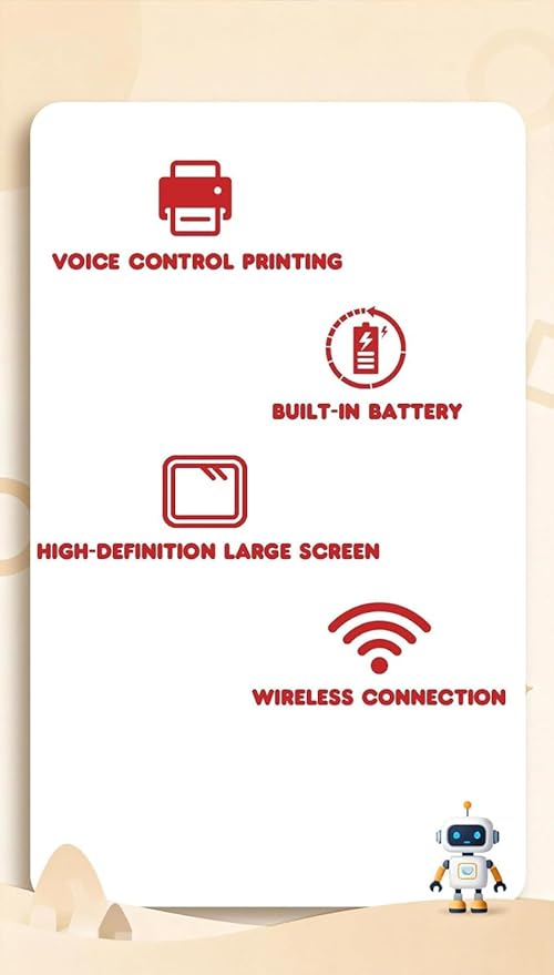 Sticker Printer Box Smart Ai Voice, Mini Stickerbox Printer Thermal Label Printer with Display Inkless Portable Sticker Maker for Home, Office, Study & DIY Projects (A Red)