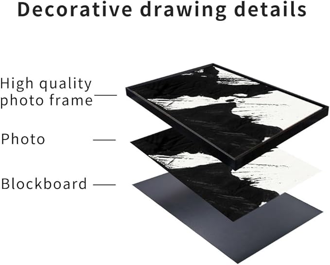 Wall Art Framed Canvas Posters Prints Black White Abstract Shapes Minimalist Illustrations Modern Art Boho Decor large size 24"x32"x3 Panels Art Decor for Living Room Bedroom Office Wall Decorations