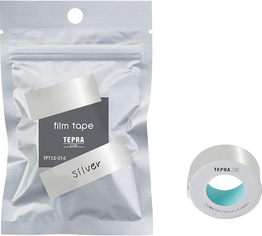 Tepra Lite Film Tape, Tape Width 0.59” from KINGJIM (Silver)