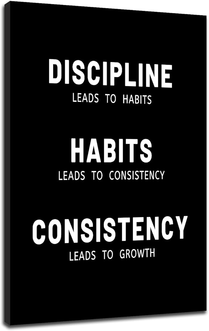 Motivational Wall Art Wall Decor for Office Inspirational Discipline Consistency Noun Entrepreneur Quotes Canvas Poster Positive Picture Artwork for Living Room Gym Workplace Wall Decor [24''Wx36''H]