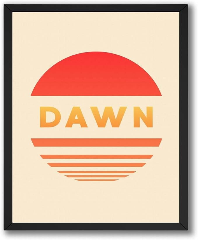 ALPINE INK CO. Dawn Typography Glossy Poster - Abstract Sunrise Word Artwork - Warm Minimal Modern Style - Bedroom Living Room Office Wall Decor - 18x24 Unframed Glossy Print