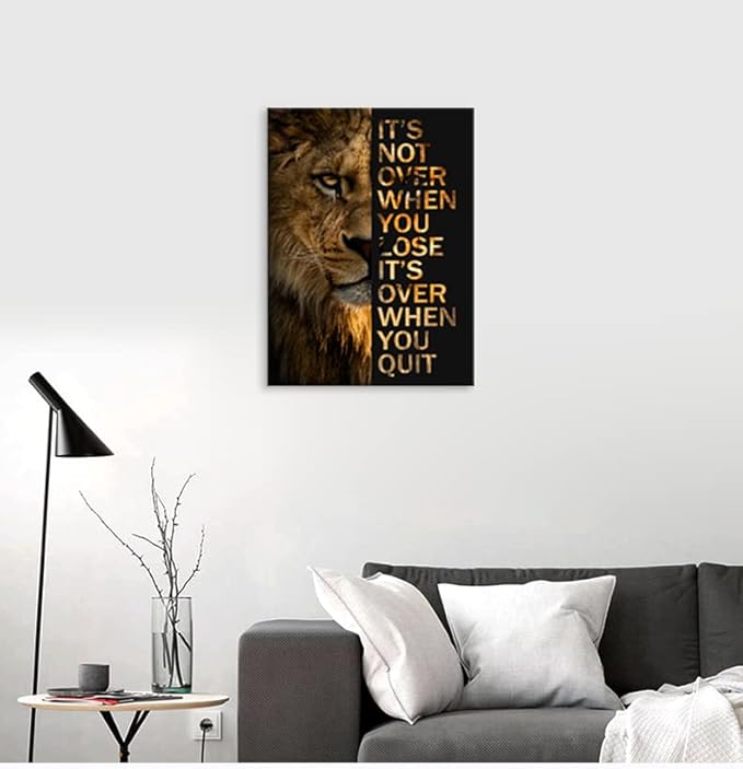 Inspirational Lion Wall Art Picture Entrepreneur Quotes Motivational Animal Painting Poster Print Canvas Wall Artwork for Bedroom Living Room Office Decor Frame Ready to Hang[18" W x 24" H]
