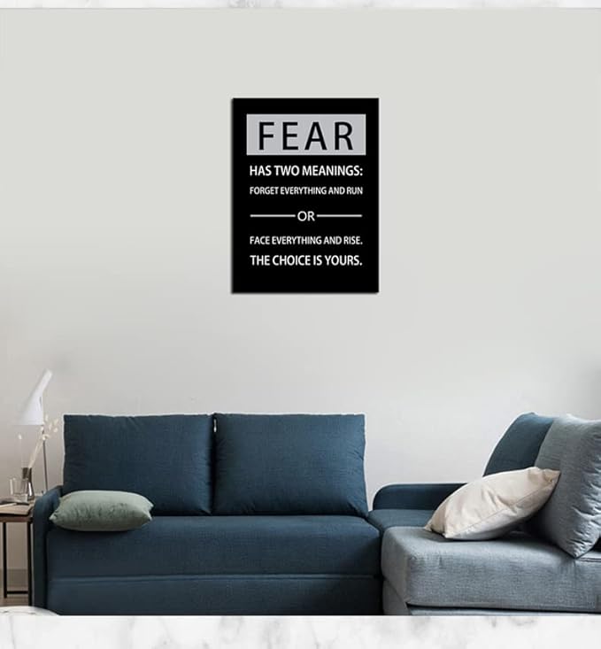 Fear Has Two Meanings Printed Pictures Inspirational Canvas Wall Art Motivational Entrepreneur Quotes Pictures Posters Home Decor Painting Frame for Living Room Office Ready to Hang [24''W x 36''H]