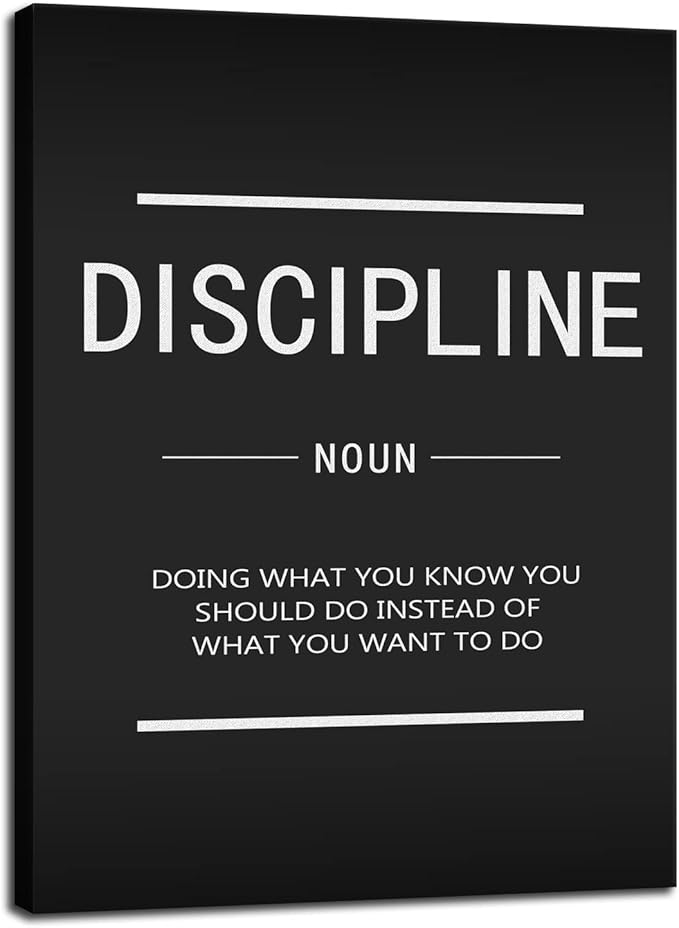 Discipline Inspirational Painting Poster Canvas Wall Art Print Artwork Inspiring Wall Street Entrepreneur Proverb Inspiration Picture Office Decoration Gym Bedroom Frame Ready to Hang[18" W x 24" H]