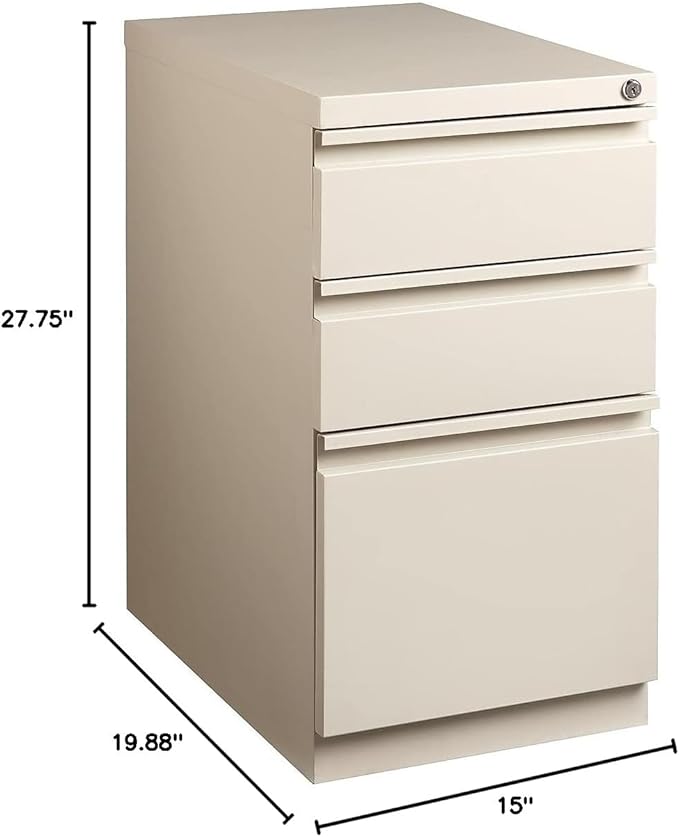 STAPLES Mobile Pedestal File Cabinet with Wheels, 3-Drawer, Putty