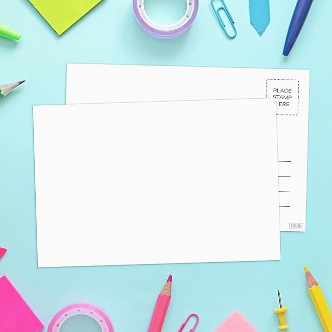 Sweetzer & Orange Blank Postcards for Mailing. 60 White 4x6 Empty Message sheets, Blank Mailable Slips Set. Make Your Own Printable Greeting Cards. 300gsm Note cards Paper Cardstock, Bulk Papers Pack