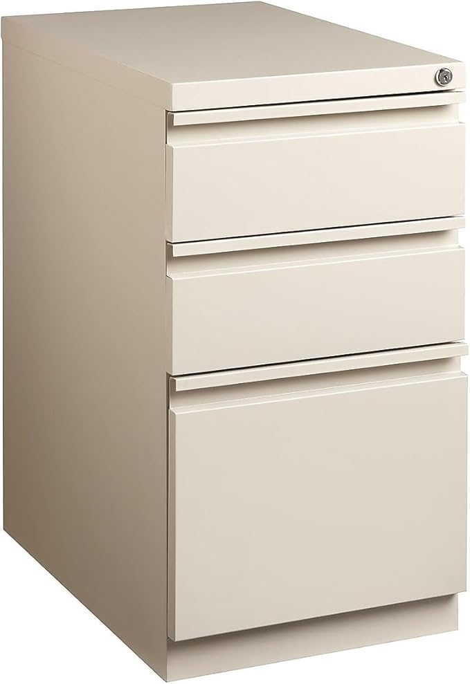 STAPLES Mobile Pedestal File Cabinet with Wheels, 3-Drawer, Putty