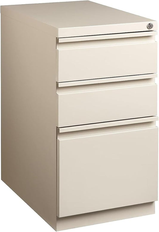 STAPLES Mobile Pedestal File Cabinet with Wheels, 3-Drawer, Putty