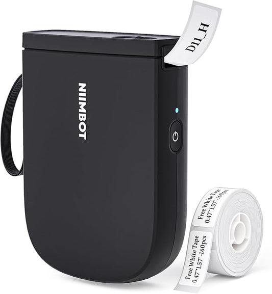 NIIMBOT 300 DPI D11 Label Maker Machine with 1 Tape, Mini Portable Label Printer, Bluetooth Thermal Label Printer Sticker Labeler for Office Home Kitchen School Organization, Black