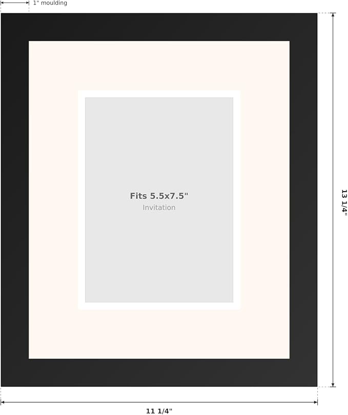 Poster Palooza Wedding Invitation Display Frame 11.25x13.25 in Natural With White and Sky Blue Double Mat for 5.5x7.5 Boutique Keepsake | USA Made