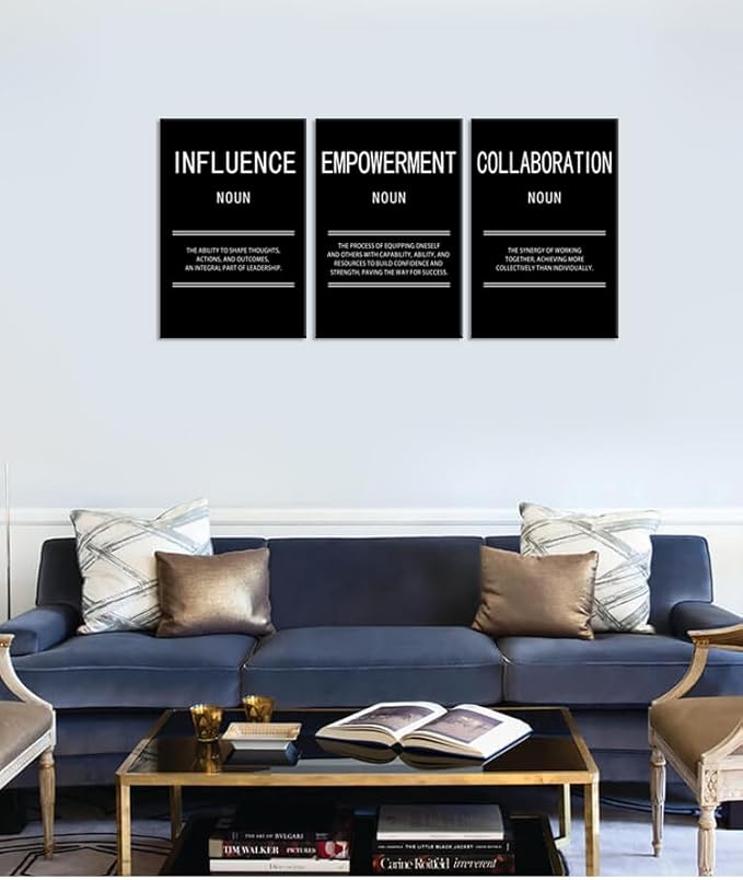 Influence Collaboration Empowerment Inspirational Wall Art Motivational Leadership Print Canvas Poster Painting for Office Modern Inspiring Artwork for Home Living Room Wall Decor[48''Wx 24''H]