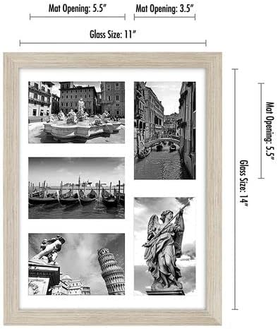 Americanflat 4x6 Collage Picture Frame with Shatter-Resistant Glass - Fits Five 4x6 Photos or Use as One 11x14 Picture Frame - Signature Collection - Collage Frames for Wall Display - Driftwood