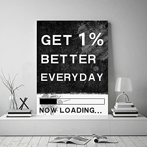 Motivational Black and White Vintage Artwork with Positive Quotes GET 1% BETTER EVERYDAY Artwork Inspirational Decoration Wall Pictures for Study Room Studio Decor Farmed Easy to Hang-18"Wx24"H