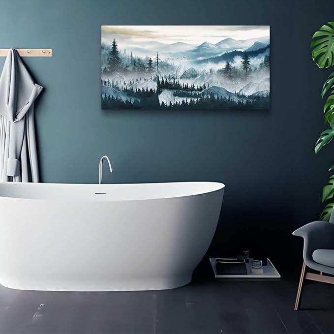 hyidecorart Fog Forest Landscape Wall Paintings Canvas Wall Art For Living Room Bedroom Wall Decor Modern Home Decor Office Decorations Stretched And Framed Ready To Hang Pictures Works 40x20