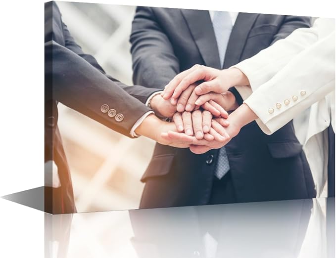 Large Wall Art Business Teamwork Concept Pictures Modern Motivational Inspirational Success Teamwork Posters Canvas Art Wall Decor for Office Framed 1 Panel (24" Wx36 H)