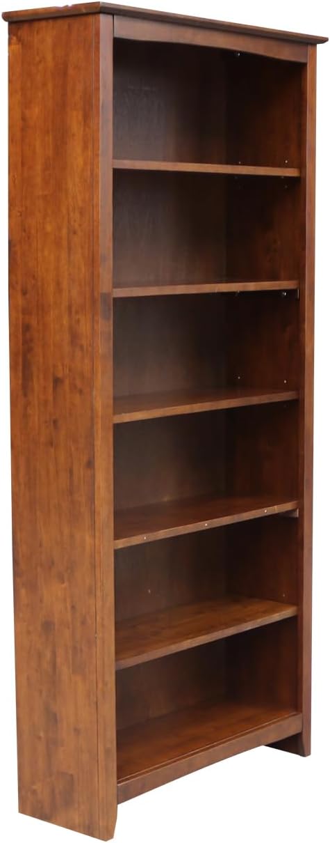 International Concepts, 72" High Bookcase With Adjustable Shelves, Solid/ Sturdy Parawood Construction, Durable Furniture, Eco-Friendly, Espresso