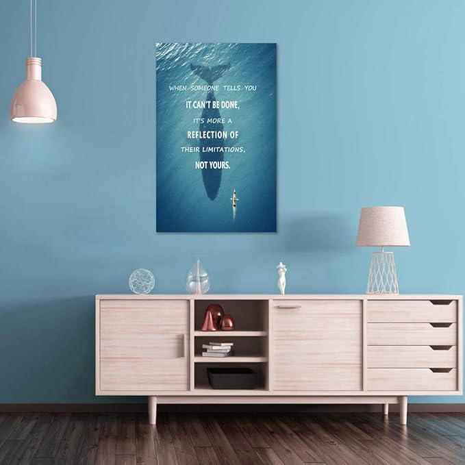 Inspirational Wall Art Creative Ocean Challenge Limitation Pictures Motivational Entrepreneur Quote Painting on Canvas Modern Motto Posters Prints Artwork Decor for Living Room Office (28" Wx44 H)
