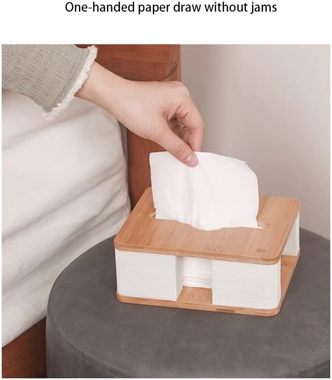 Stylish Tissue Box Household Box Car Tissue Box and Bamboo Tissue Storage Box for Bathroom Vanity Countertop Office Home Décor Gift Modern Tissue Box (Color : Brown) (White)