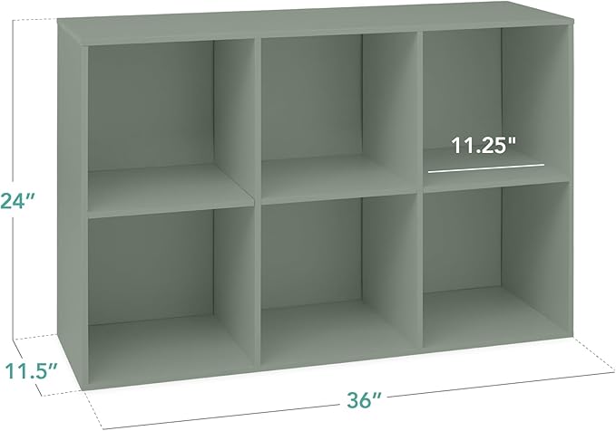 Best Choice Products Kids Bookcase 6-Cube Storage Organizer, 11in Shelf Opening, Bookshelf, Toy Storage, Customizable w/ 3 Removable Back Panels – Sage