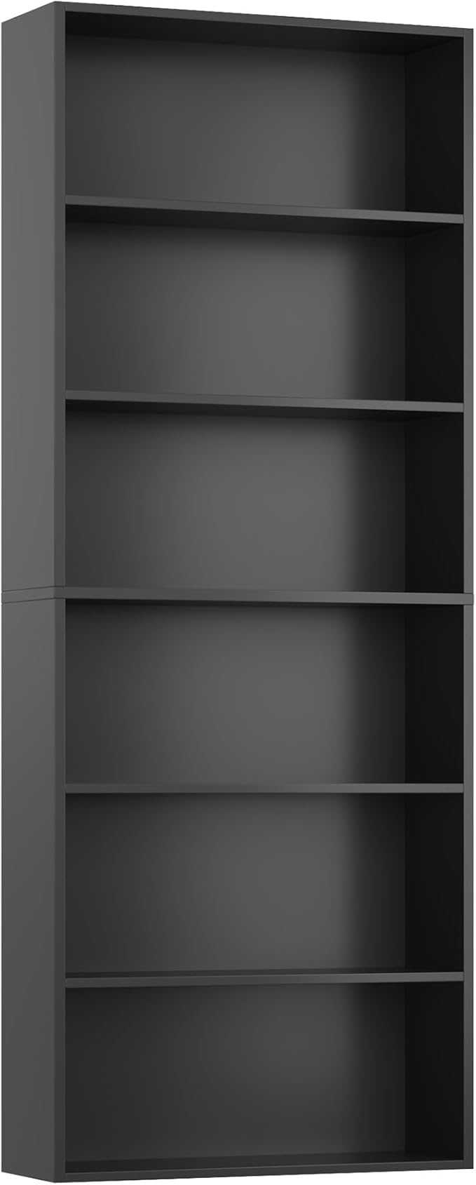 FOTOSOK 6-Tier Open Bookcase and Bookshelf, Freestanding Display Storage Shelves Tall Bookcase for Bedroom, Living Room and Office, Black