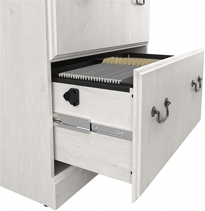 Bush Furniture Saratoga 2 Drawer Lateral File Cabinet in Linen White Oak