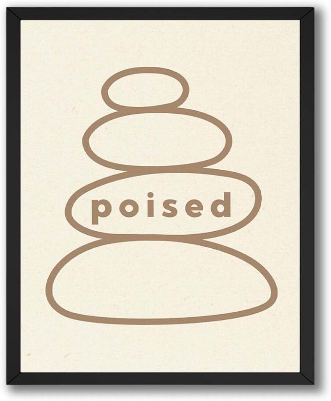 ALPINE INK CO. Inspirational Typography Canvas Poster - Poised Calm Balance Art - Modern Minimal Wellness Style - Yoga Studio Home Office Wall Decor - 11x14 Unframed Canvas Print
