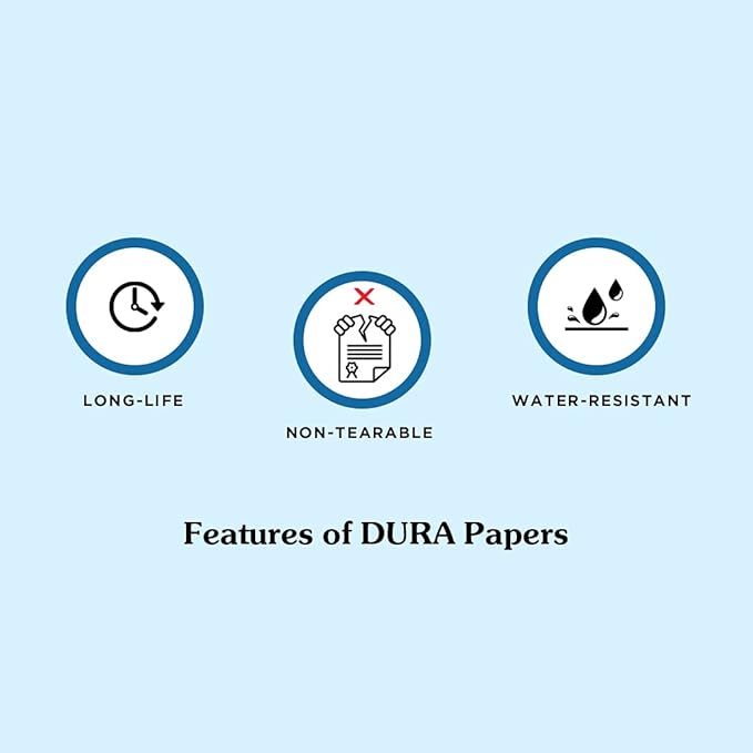 DURA Tear-proof Paper | White | A4 size | 140 GSM | 125 Sheets | For Digital Printing Purposes With Advanced Features & Longetivity