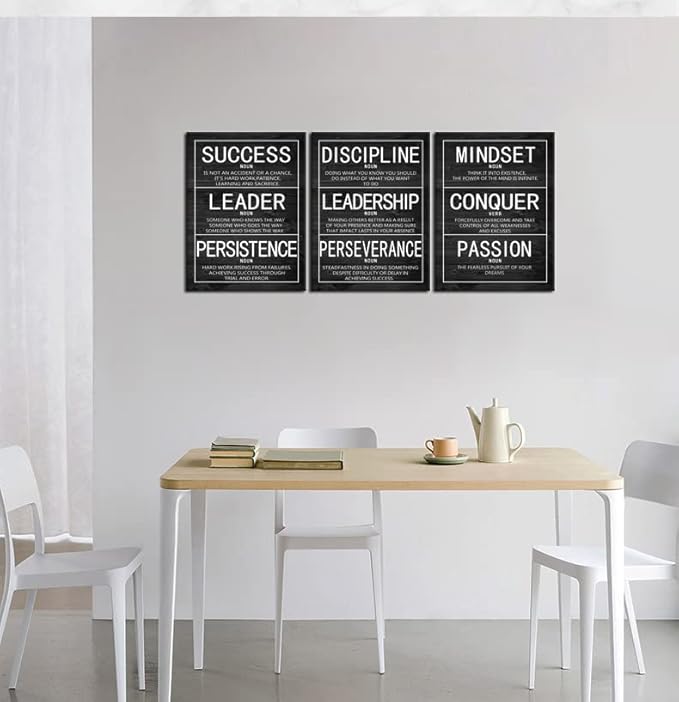 Motivational 3 Pieces Poster Inspirational Canvas Wall Art Prints Artwork for Living Room Office Modern Home Decor Inspiring Painting Pictures Stretched and Framed Ready to Hang [36''Wx 16''H]