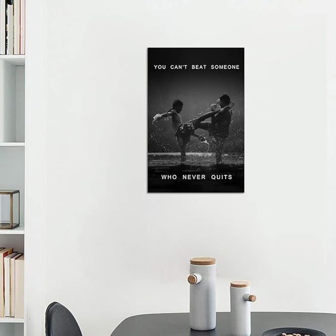 Inspirational Wall Art Motivational Fighting Canvas Painting Muay thai Pictures Thai Boxing Posters and Prints Artwork Modern Inspiring Office Living Room Sport Gym Decorations Framed (12" Wx16 H)