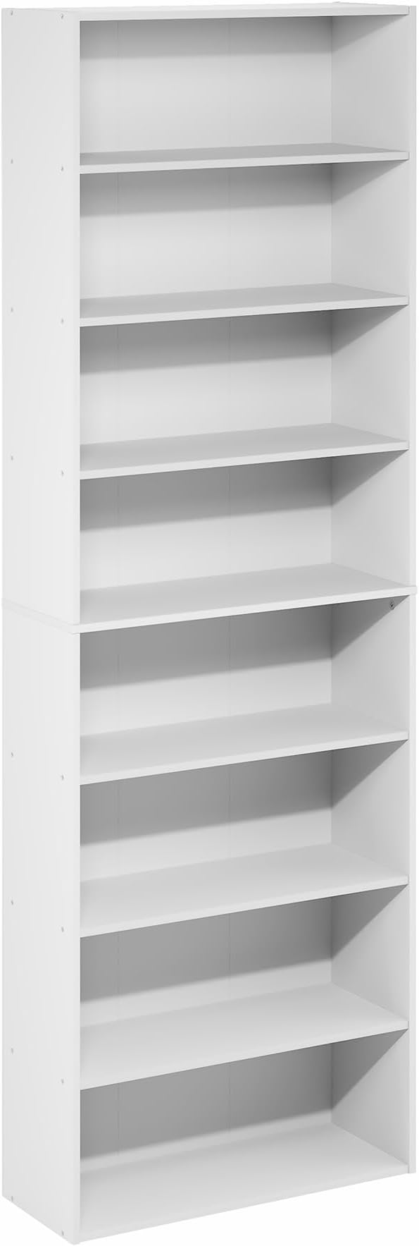 Furinno Basic Book Shelf, 8-Tier Bookcase with Open Shelf, Standing Bookshelf, Cube Storage Organizer, 12 x 24 x 71, for Living Room, Bedroom, Home Office, White