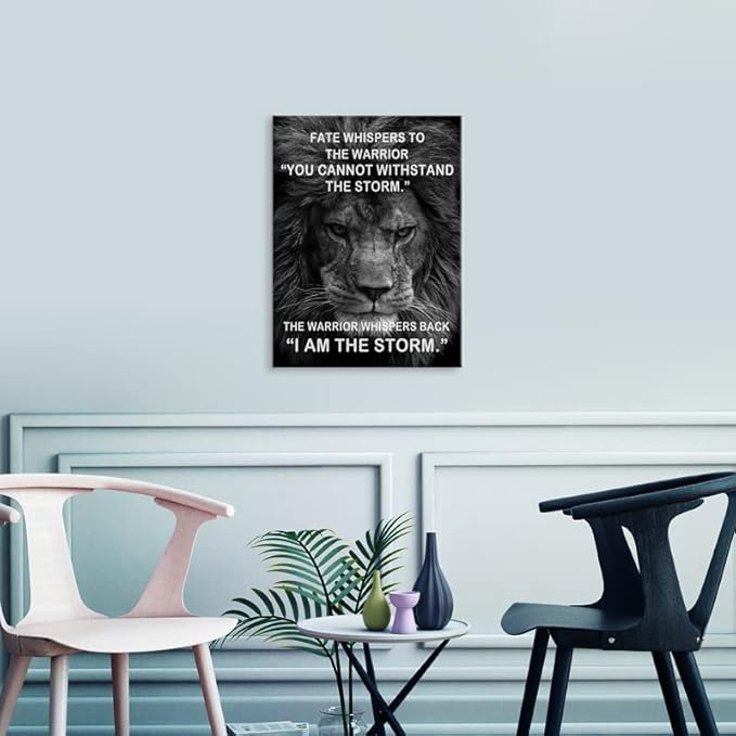 WYJZDZQ8 Motivational Canvas Office Wall Art Lion Inspirational Picture Animal Print Poster Painting Modern Inspiring Artwork Living Room Bedroom Office Decor Frame Ready to Hang[18" W x 24" H]