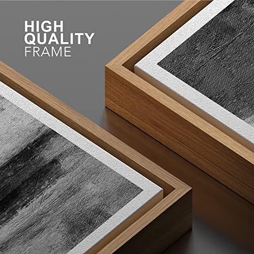 SIGNWIN Framed Canvas Print Wall Art Dark Gray White Paint Stroke Landscape Abstract Shapes Illustrations Modern Art Minimal Relax/Calm Multicolor for Living Room, Bedroom, Office - 24"x36" Natural
