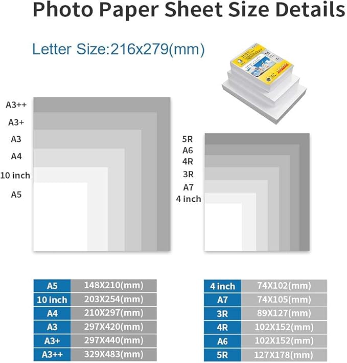 MR.R High Glossy Inkjet Photo Paper,letter size 8.5"x11" ,Letter Size with 100 Sheets per pack, 42lb -160gsm