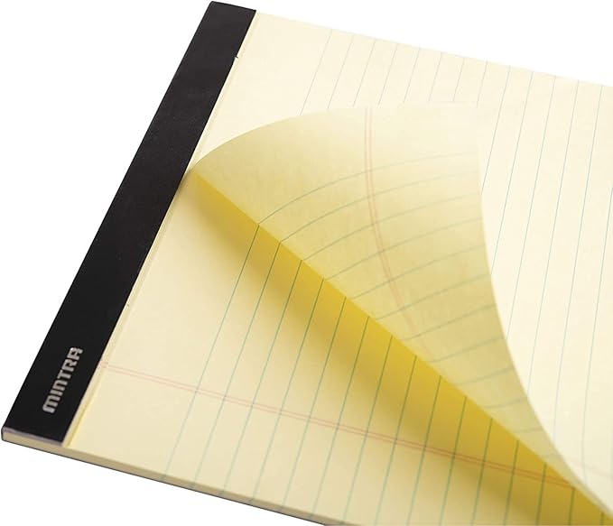 Mintra Office Canary Legal Pads - With Micro-perforated sheets, Smooth-lined paper, Ideal for Office Tasks, Assignments or Notes, Meetings, and Journaling, 3 pack Wide Ruled, Double Pad, 8.5"x11"