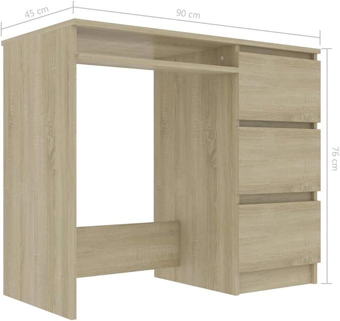 35.4" Computer Desk, Computer Workstation with 3 Drawers, Study Writing Home Office Desk, Modern Chipboard Multipurpose Desk Easy Assemble, 35.4"x17.7"x29.9"