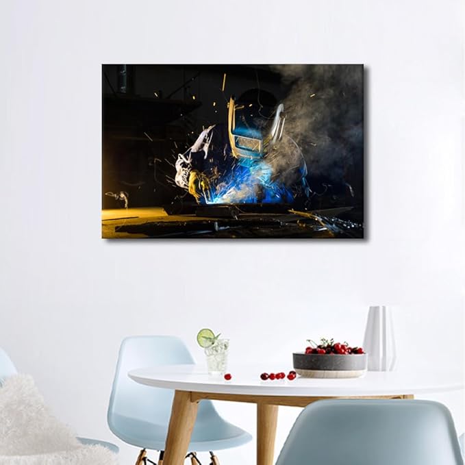 TUMOVO Machine Tools Paintings for Wall Decorations Welding Canvas Art Prints 1 Piece Wall Art Bedroom Wall Decor Living Room Decor Stretched and Framed Ready to Hang Arts & Crafts, 16" x24"