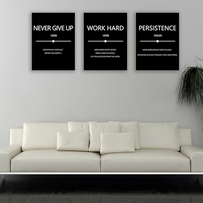 Inspirational Success Canvas Wall Art - Hustle Posters Prints - Entrepreneur Quote Wall Picture - 3 Pieces Artwork - Framed - Easy to Hang (72'Wx36'H)