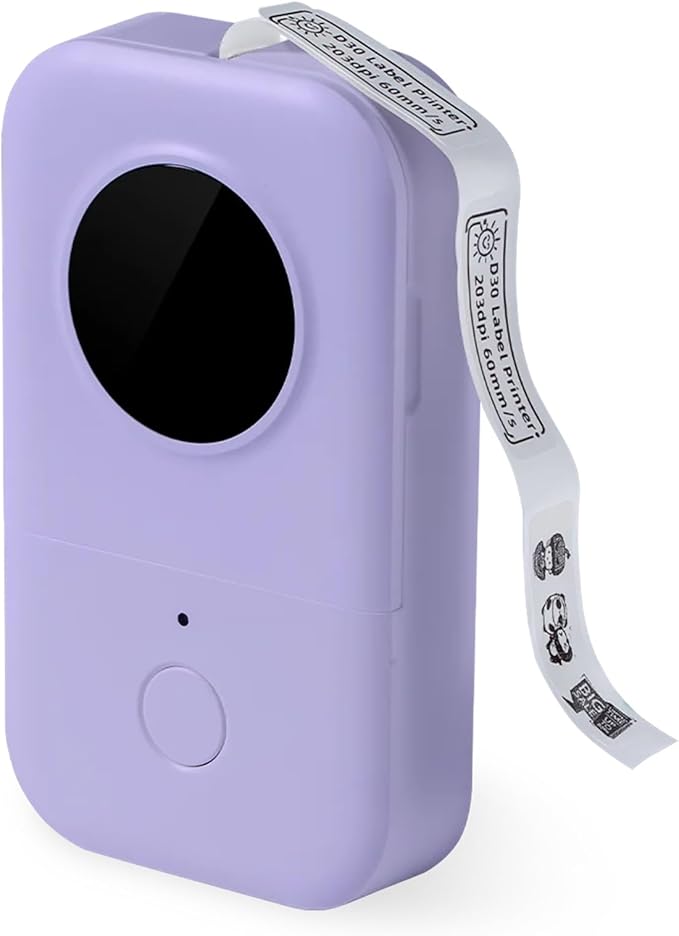 Label Printer, D30 Label Printer Sticker Maker Machine Portable Bluetooth Labeler for Office Home School(Purple)