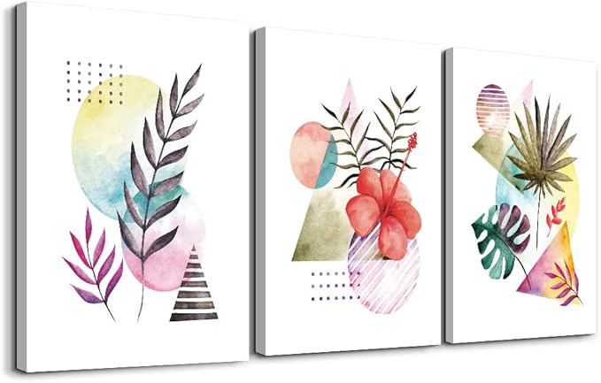 Wall Decor For Living Room Canvas Wall Art For Bedroom Fashion Wall Decorations For Kitchen Abstract Watercolor Paintings Bathroom Canvas Art Flowers Pictures Artwork Girls Room Home Decor 3 Pieces