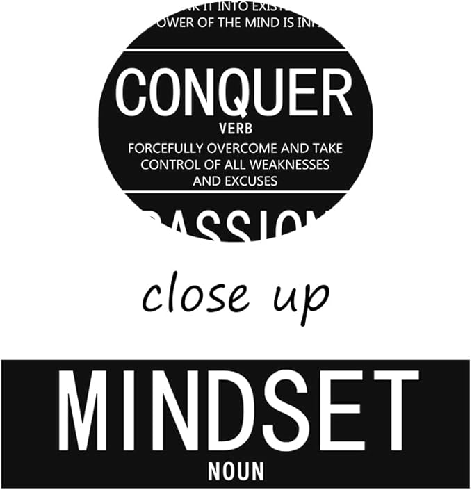 Mindset Noun Conquer Verb Passion Noun Canvas Wall Art Inspirational Quotes Poster and Print Motivational Picture Artwork for Living Room Office Home Decor Framed Ready to Hang [30"W X 40"H]