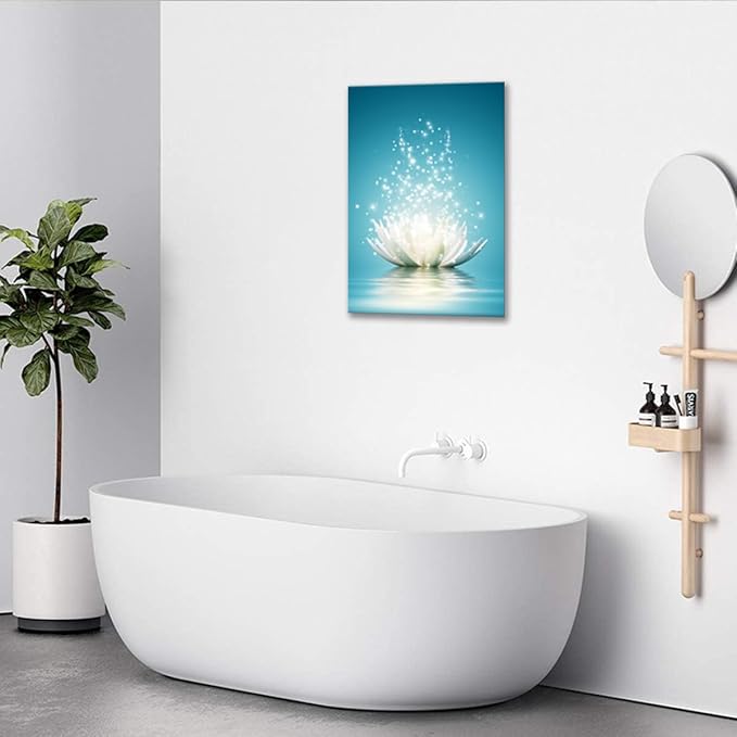 Canvas Prints Wall Art Lotus Flower Pictures Bathroom Decor Zen Painting Spa Photo Artwork Framed for Spiritual Meditation Yoga Room Ready to Hang 20x 30inch