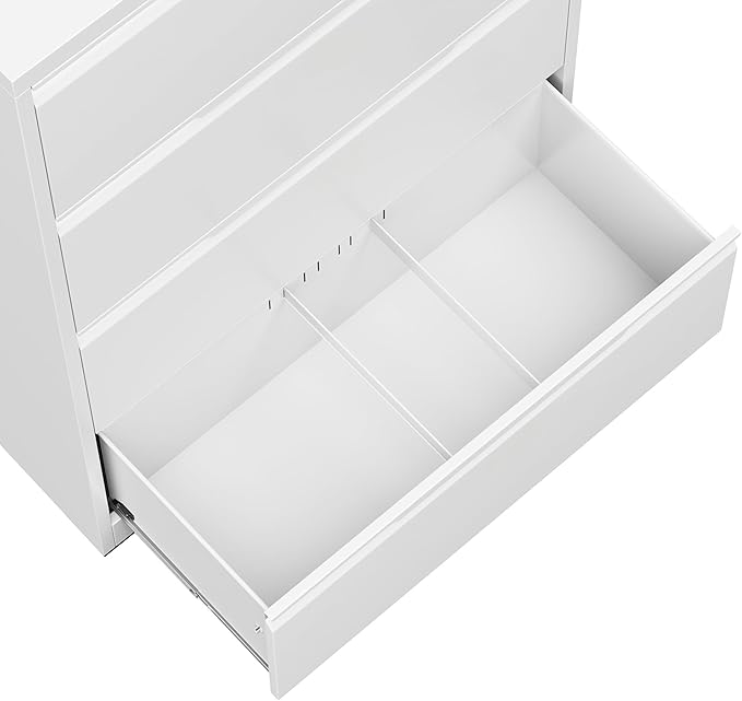 4 Drawer Lateral File Cabinet with Lock, Heavy-Duty Metal Filing Cabinet for Home Office, Steel Storage Compatible with Hanging Files Letter/Legal/F4/A4 Sizes (4 Drawer, White)