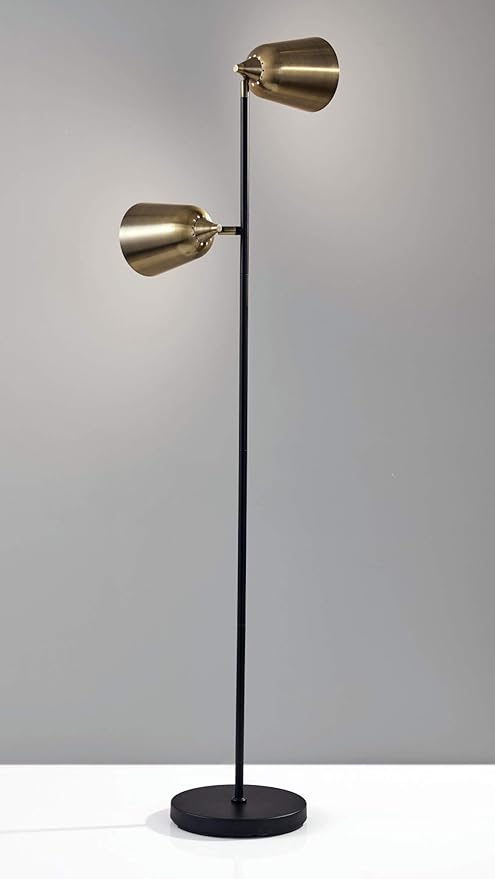 ADESSO 3237-01 Floor-Lamps, Matte Black/Antique Brass