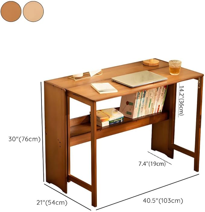 Modern Office Desk 41" L Computer with Wood Base and Collapsible Feature Rectangular Home Writng Working for Living Room, Classroom, Study Room - Without Chairs Natural
